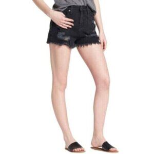 Mossimo Supply Co. High Rise Black Denim Distressed Short